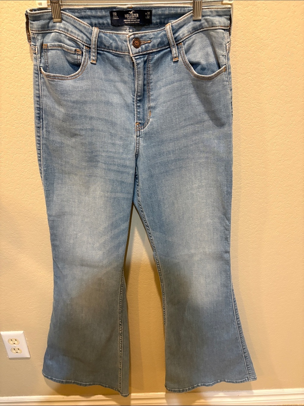 Hollister Light Wash Flare Jeans - Pale Blue-Size 11R W30/L32
